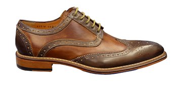 Side View of Jose Real Chocolate Brown Italian Wingtip Shoes With Contrast Perforation