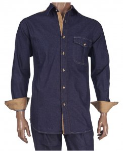 Giorgio Inserti Navy / Camel Denim Outfit With Microsuede Trim / Elbow Patches 1323
