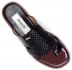 Mauri "Rovere" 1943/1 Black Genuine Patent / Woven Suede Sandals