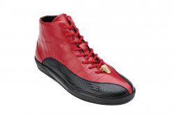 Belvedere "Oratio" Black / Red Yellow Genuine Lizard / Soft Calf Casual Sneakers 6450