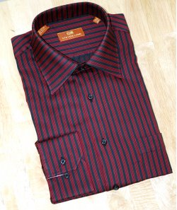 Steven Land Black/ Red Stripes Design 100% Cotton Dress Shirt