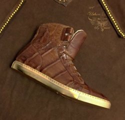 Mauri Cognac Genuine Crocodile Leather Ankle Boots.