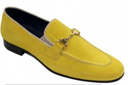Duca Di Matiste "Forli" Yellow Genuine Suede Metal Horse Bit Loafer Shoes.