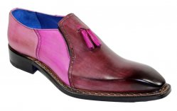 Emilio Franco "Eduardo" Bordo Combination Genuine Calfskin Leather Tassels Shoes.