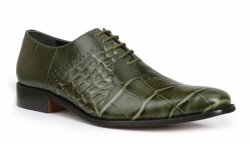 Giorgio Brutini "Carack" Hand Painted Olive Genuine Leather Alligator / Eel Print Shoes 200185