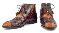 Mauri "Harlem" Corn & Sport Rust Genuine Ostrich Leg / Crocodile Chukka Boots 4926.