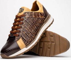 Marco Di Milano "Portici" Orix / Brown Genuine Crocodile And Lizard Fashion Sneaker