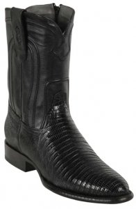 Los Altos Black Genuine Teju Round Roper Toe With Zipper Style Cowboy Boots 69Z0705