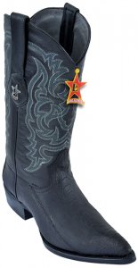 Los Altos Black All-Over Grasso Ostrich Leg J - Toe Cowboy Boots 98G0505