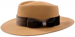 Bruno Capelo Camel / Dark Brown Australian Wool Wide Brim Fedora Hat RI-961.