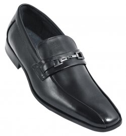 Giorgio Brutini Black Genuine Leather Loafer Shoes With Metal Bracelet 175651