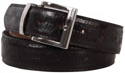 Mauri "0100/35" Dark Brown Genuine Nappa Leather Belt With Embossed Mauri Print