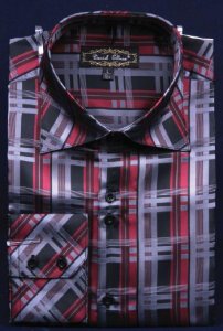 Daniel Ellissa Burgundy Fancy Polyester Shirt With Button Cuff FSS1410
