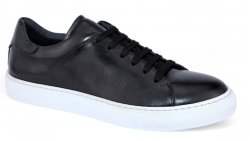 Duca Di Matiste "Monza" Black Genuine Italian Calf Leather Sneakers.