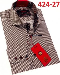 Axxess Earth Tone Cotton Modern Fit Dress Shirt With Button Cuff 424-17