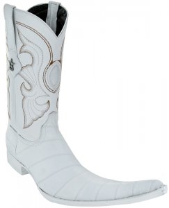 Los Altos White Genuine Eel 9X Pointed Toe Cowboy Boots 97B0828