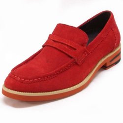Fiesso Red Suede Casual Loafer Dress Shoes FI6703
