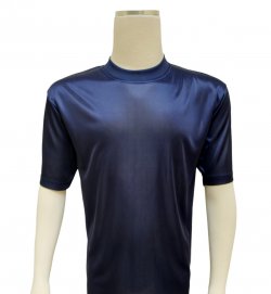 Bagazio Navy Blue Tricot Dazzle Silk Feel Crew Neck Short Sleeve T-Shirt BM1143