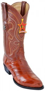 Los Altos Cognac Genuine All-Over Eel J-Toe Cowboy Boots 990803