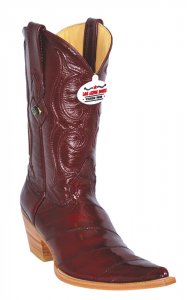 Los Altos Ladies Burgundy Genuine Eel 3X-Toe Cowgirl Boots 350806