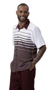 Montique Burgundy / White Horizontal Lined Short Sleeve Outfit 2003.