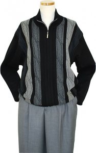 Steve Harvey Black / Charcoal Grey / Silver Grey Knitted Zip-Up Sweater Jacket 0955