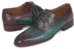 Paul Parkman ''GH88BB'' Genuine Leather Green / Bordeaux Plain Toe Shoes.