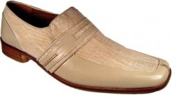 Fratelli Bone/Beige Genuine Leather/Linen Shoes