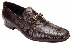 Belvedere "Italo" Brown Genuine Crocodile / Lizard Loafer Shoes With Bracelet 1010.