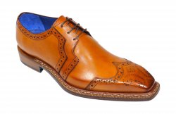 Emilio Franco "Marco" Gold Genuine Italian Calf Leather Lace-Up Dress Shoes.