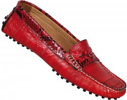 Mauri Ladies "9144" Red / Black Genuine Eel / Python Loafer Shoes