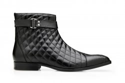 Belvedere "Libero" Black Cap-Toe Genuine Ostrich Leg and Quilted Leather Boots R80.