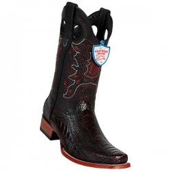 Wild West Black Cherry Genuine Full Quill Ostrich Square Toe Cowboy Boots 28180518