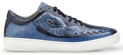 Belvedere "Corona" Navy / Blue Jean Genuine Crocodile / Lizard Casual Sneakers With Eyes Y04.