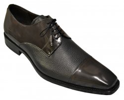 Mezlan "Soka" Grey Gorgeous Fashion Cap Toe Genuine Deerskin / Polished Calfskin Leather Shoes 15089