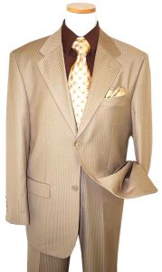 Mario Rossi Taupe/Brown Pinstripes Super 140's Suit