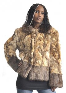 Winter Fur Ladies Natural Genuine Sable Jacket With Beaver Trimming W12S12NA