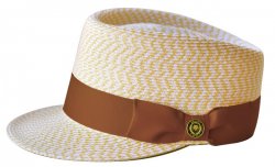 Bruno Capelo Ivory / Natural Cream / Camel Braided Straw Telescope Baseball Hat LG-231