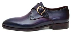 Paul Parkman DW754T Purple Genuine Calfskin Leather Single Monkstrap Shoes