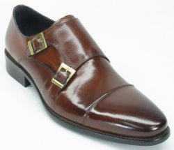 Carrucci Whisky Genuine Leather Shoes With Two Monk Straps KS099-302.