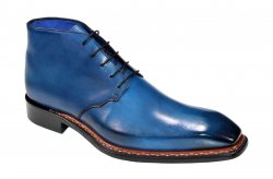 Emilio Franco "Rocco" Blue Genuine Italian Calf Leather Dress Ankle Boots.