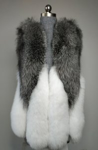 Winter Fur Ladies White / Silver Genuine Fox Fur 3/4 Vest W53V02WT.