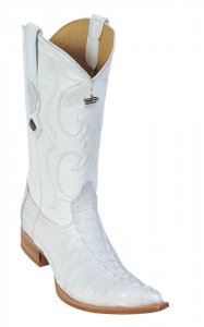 Los Altos White All-Over Genuine Crocodile Tail 3X Toe Cowboy Boots 950128