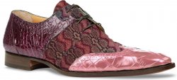 Mauri Grape / Pink Genuine All-Over Alligator / Fabric Hand Painted Lace Up Shoes.