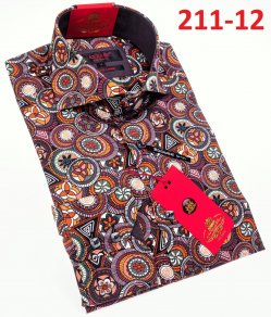 Axxess Multicolor Circle Design Cotton Modern Fit Dress Shirt With Button Cuff 211-12.