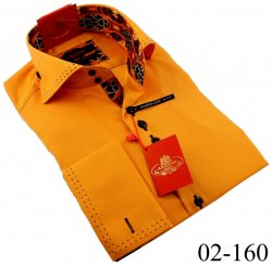 Axxess Orange / Black 100% Cotton Regular Dress Shirt 02-160