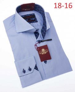 Axxess Sky Blue 100% Cotton Modern Fit Dress Shirt 18-16.