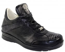 Fennix Italy "Jake" Black Genuine Alligator / Calf Leather Sneakers.