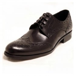 Encore By Fiesso Black Wingtip Leather Shoes FI3165