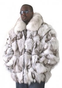 Winter Fur M11R01NA Natural Genuine Fox Fur Bomber Jacket With Full Skin Fox Collar